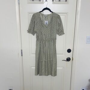 Chenault Olive Midi Dress with Polka Dots